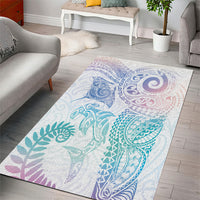 Aotearoa Maori Sea Animals Tribal Area Rug Manta Ray and Shark Moko Pattern Sweet Pastel