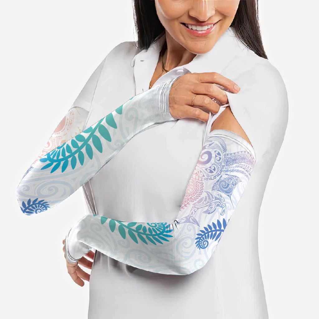 Aotearoa Maori Sea Animals Tribal Arm Sleeves Manta Ray and Shark Moko Pattern Sweet Pastel