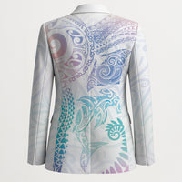 Aotearoa Maori Sea Animals Tribal Blazer Manta Ray and Shark Moko Pattern Sweet Pastel