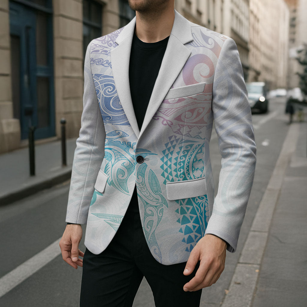 Aotearoa Maori Sea Animals Tribal Blazer Manta Ray and Shark Moko Pattern Sweet Pastel