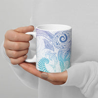 Aotearoa Maori Sea Animals Tribal Ceramic Mug Manta Ray and Shark Moko Pattern Sweet Pastel