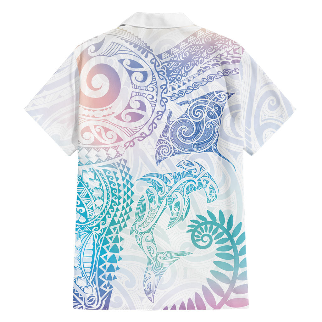 Aotearoa Maori Sea Animals Tribal Family Matching Summer Maxi Dress and Hawaiian Shirt Manta Ray and Shark Moko Pattern Sweet Pastel