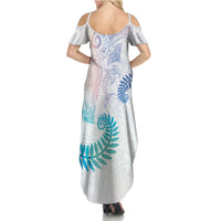Aotearoa Maori Sea Animals Tribal Family Matching Summer Maxi Dress and Hawaiian Shirt Manta Ray and Shark Moko Pattern Sweet Pastel
