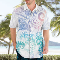 Aotearoa Maori Sea Animals Tribal Hawaiian Shirt Manta Ray and Shark Moko Pattern Sweet Pastel