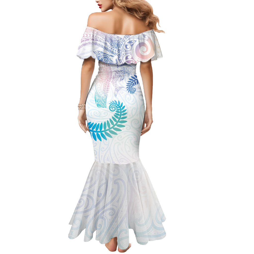 Aotearoa Maori Sea Animals Tribal Mermaid Dress Manta Ray and Shark Moko Pattern Sweet Pastel