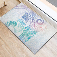 Aotearoa Maori Sea Animals Tribal Rubber Doormat Manta Ray and Shark Moko Pattern Sweet Pastel