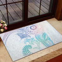 Aotearoa Maori Sea Animals Tribal Rubber Doormat Manta Ray and Shark Moko Pattern Sweet Pastel