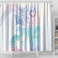 Aotearoa Maori Sea Animals Tribal Shower Curtain Manta Ray and Shark Moko Pattern Sweet Pastel