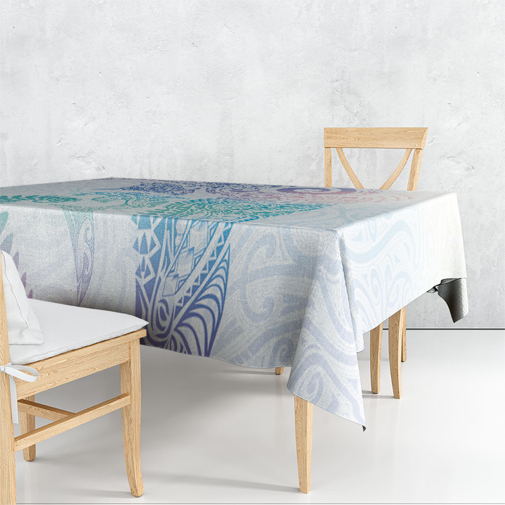 Aotearoa Maori Sea Animals Tribal Tablecloth Manta Ray and Shark Moko Pattern Sweet Pastel