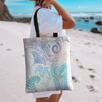 Aotearoa Maori Sea Animals Tribal Tote Bag Manta Ray and Shark Moko Pattern Sweet Pastel