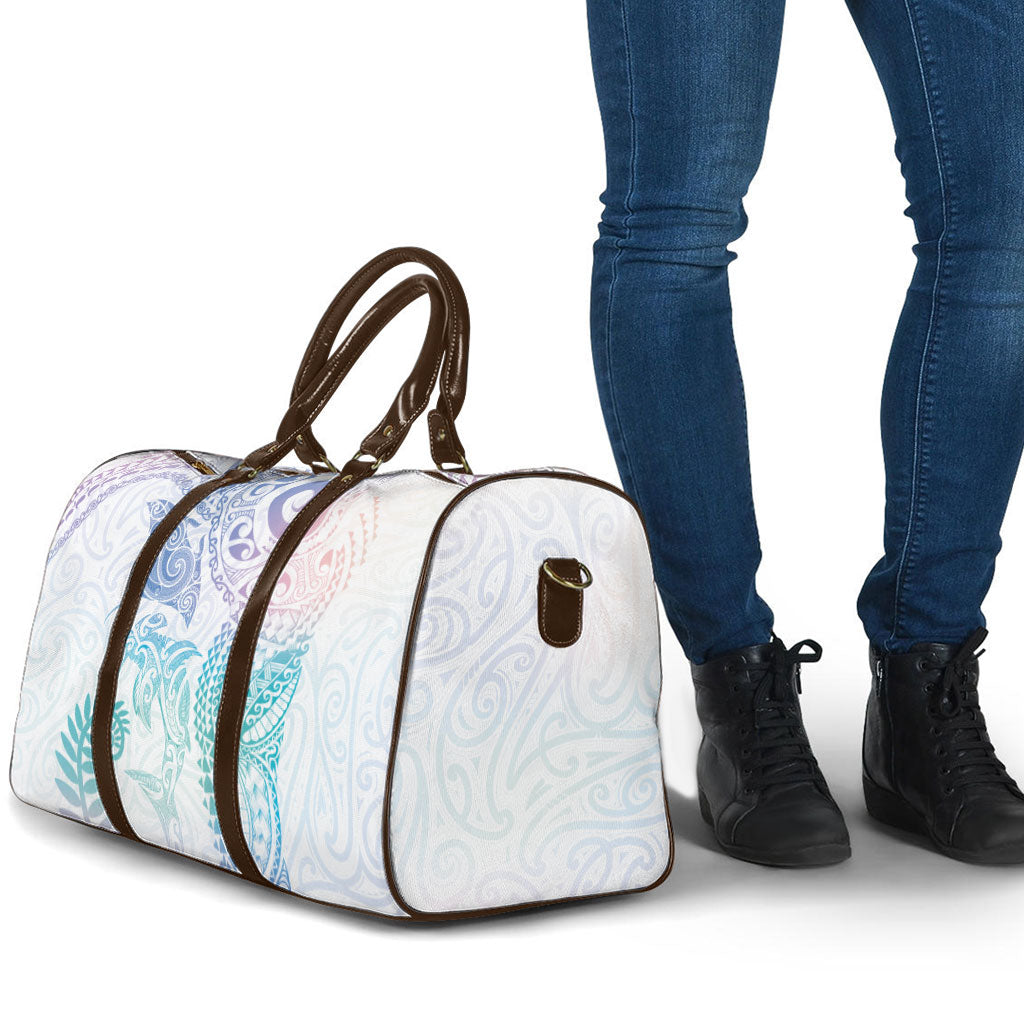 Aotearoa Maori Sea Animals Tribal Travel Bag Manta Ray and Shark Moko Pattern Sweet Pastel