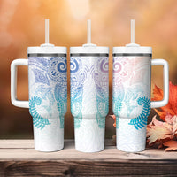 Aotearoa Maori Sea Animals Tribal Tumbler With Handle Manta Ray and Shark Moko Pattern Sweet Pastel