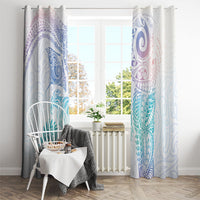 Aotearoa Maori Sea Animals Tribal Window Curtain Manta Ray and Shark Moko Pattern Sweet Pastel