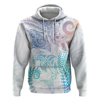 Aotearoa Maori Sea Animals Tribal Zip Hoodie Manta Ray and Shark Moko Pattern Sweet Pastel