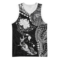 Hawaiian Manta Ray Tribal Basketball Jersey Polynesian Art Motifs Black Color