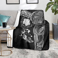 Hawaiian Manta Ray Tribal Blanket Polynesian Art Motifs Black Color