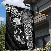 Hawaiian Manta Ray Tribal Garden Flag Polynesian Art Motifs Black Color