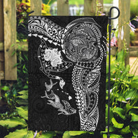Hawaiian Manta Ray Tribal Garden Flag Polynesian Art Motifs Black Color