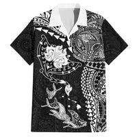 Hawaiian Manta Ray Tribal Hawaiian Shirt Polynesian Art Motifs Black Color