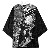 Hawaiian Manta Ray Tribal Kimono Polynesian Art Motifs Black Color