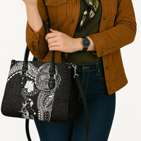 Hawaiian Manta Ray Tribal Leather Bag Polynesian Art Motifs Black Color