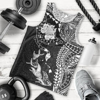 Hawaiian Manta Ray Tribal Men Tank Top Polynesian Art Motifs Black Color