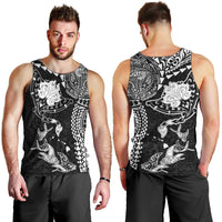 Hawaiian Manta Ray Tribal Men Tank Top Polynesian Art Motifs Black Color