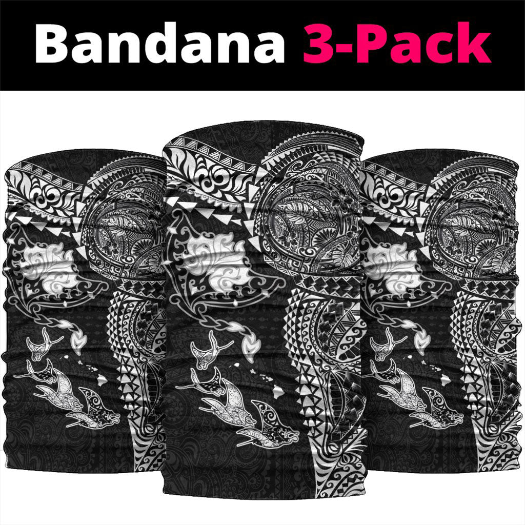 Hawaiian Manta Ray Tribal Neck Gaiter Polynesian Art Motifs Black Color