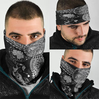 Hawaiian Manta Ray Tribal Neck Gaiter Polynesian Art Motifs Black Color