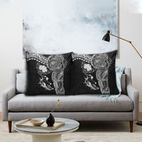 Hawaiian Manta Ray Tribal Pillow Cover Polynesian Art Motifs Black Color