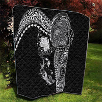 Hawaiian Manta Ray Tribal Quilt Polynesian Art Motifs Black Color