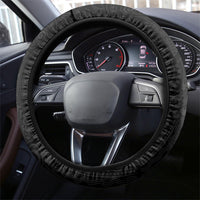 Hawaiian Manta Ray Tribal Steering Wheel Cover Polynesian Art Motifs Black Color