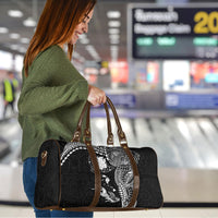 Hawaiian Manta Ray Tribal Travel Bag Polynesian Art Motifs Black Color