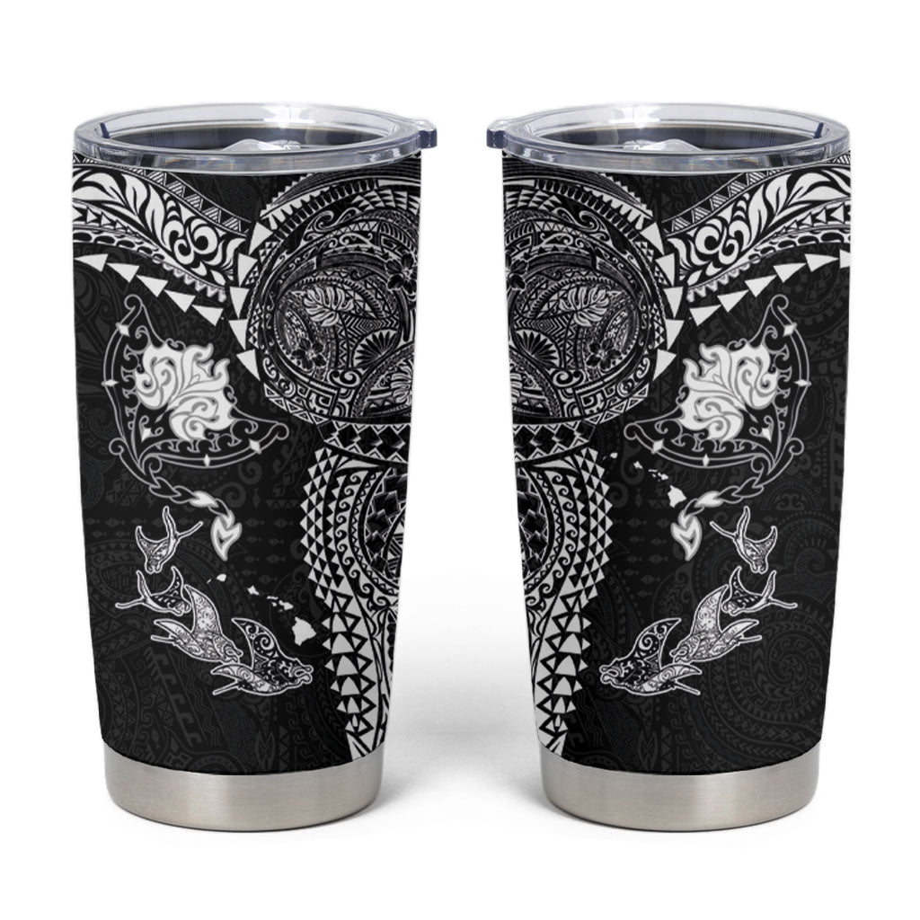 Hawaiian Manta Ray Tribal Tumbler Cup Polynesian Art Motifs Black Color LT03 Black - Polynesian Pride