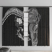 Hawaiian Manta Ray Tribal Window Curtain Polynesian Art Motifs Black Color