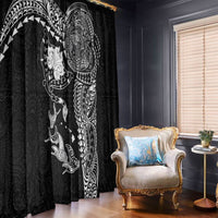 Hawaiian Manta Ray Tribal Window Curtain Polynesian Art Motifs Black Color