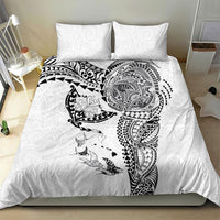 Hawaiian Manta Ray Tribal Bedding Set Polynesian Art Motifs White Color