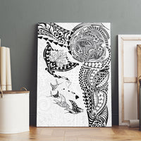 Hawaiian Manta Ray Tribal Canvas Wall Art Polynesian Art Motifs White Color