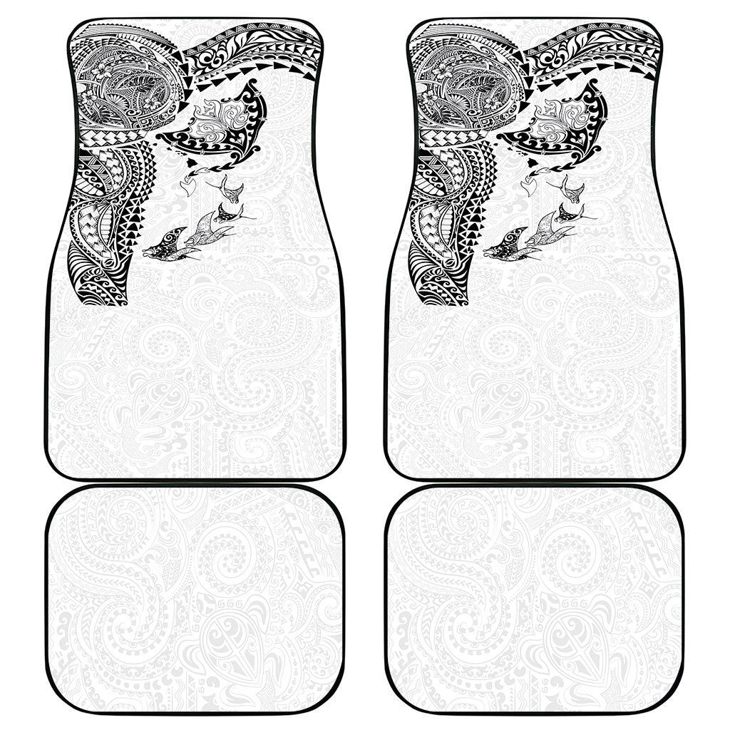 Hawaiian Manta Ray Tribal Car Mats Polynesian Art Motifs White Color