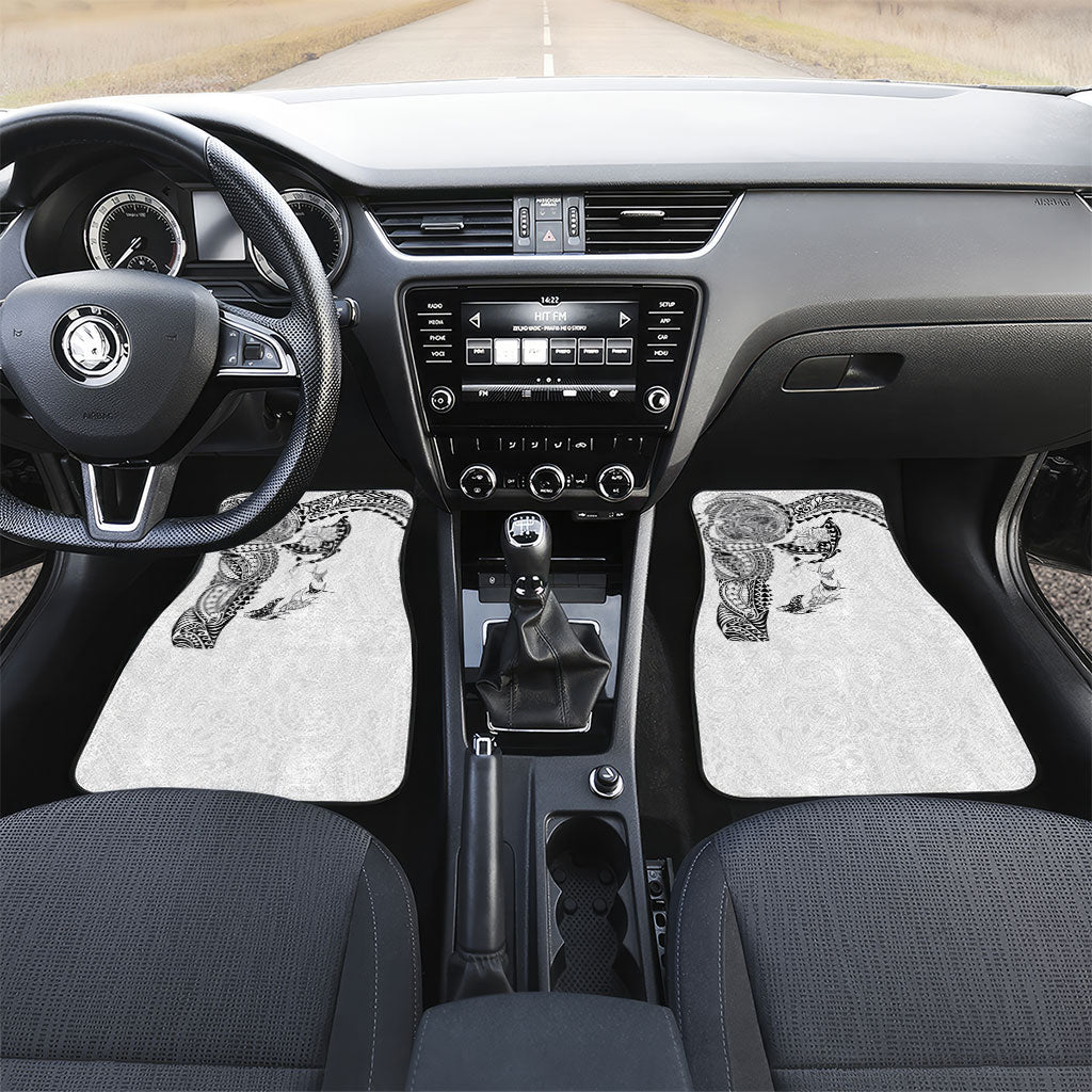 Hawaiian Manta Ray Tribal Car Mats Polynesian Art Motifs White Color