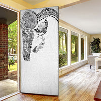 Hawaiian Manta Ray Tribal Door Cover Polynesian Art Motifs White Color