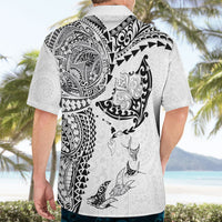 Hawaiian Manta Ray Tribal Hawaiian Shirt Polynesian Art Motifs White Color