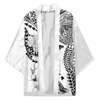 Hawaiian Manta Ray Tribal Kimono Polynesian Art Motifs White Color