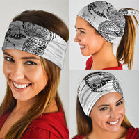 Hawaiian Manta Ray Tribal Neck Gaiter Polynesian Art Motifs White Color
