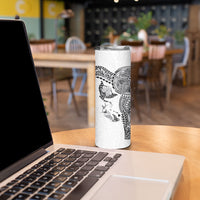 Hawaiian Manta Ray Tribal Skinny Tumbler Polynesian Art Motifs White Color