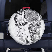Hawaiian Manta Ray Tribal Spare Tire Cover Polynesian Art Motifs White Color