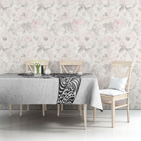 Hawaiian Manta Ray Tribal Tablecloth Polynesian Art Motifs White Color