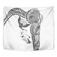 Hawaiian Manta Ray Tribal Tapestry Polynesian Art Motifs White Color