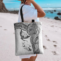 Hawaiian Manta Ray Tribal Tote Bag Polynesian Art Motifs White Color