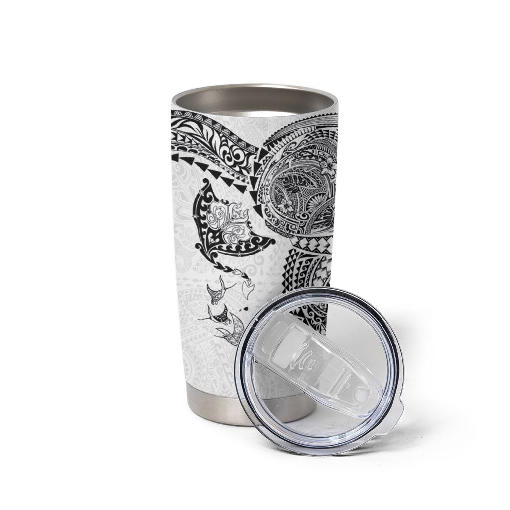 Hawaiian Manta Ray Tribal Tumbler Cup Polynesian Art Motifs White Color